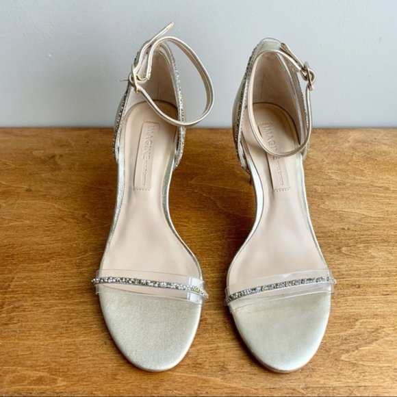 Vince Camuto | BNIB Phillipa Gold Jewel Leather Ankle Strap Sandals - Picture 3 of 15